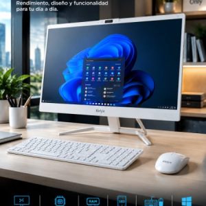 AIO Kelyx 23.8" Ryzen 5-7535U IPS Full HD 8Gb M.2 256Gb Teclado+Mouse W11H White