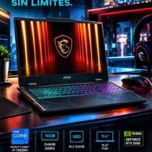 NOTEBOOK MSI CYBORG 15 C13WEO i7-13620H-16GB(2x8GB DDR4)-M2 512GB-FHD 15.6"-RTX 5050