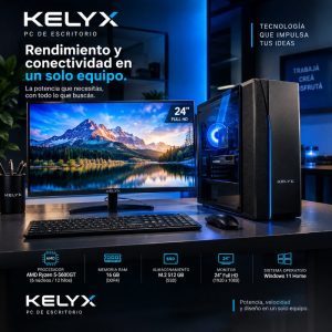 PC Kelyx AMD Ryzen 5-5600GT 16G M.2 512G Win 11H + Monitor 24"